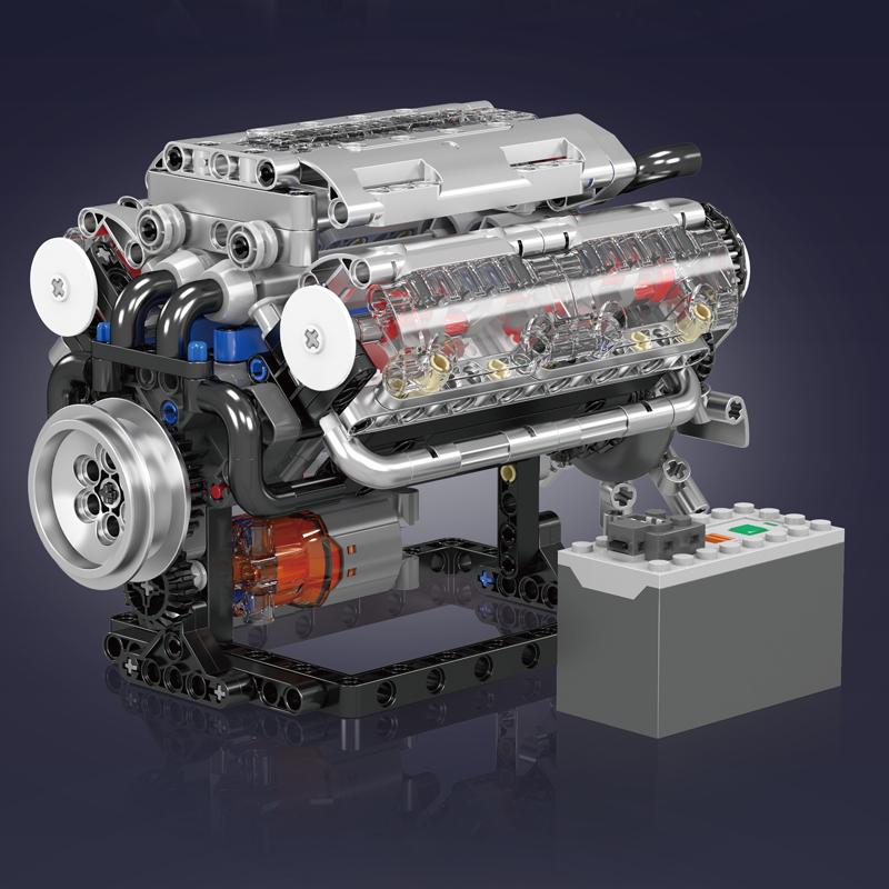 Mould King 10088 The V8 Engine Building Block Assembly Technical Car Brick Set Educational Car Engine Toys Kids Christmas Gift