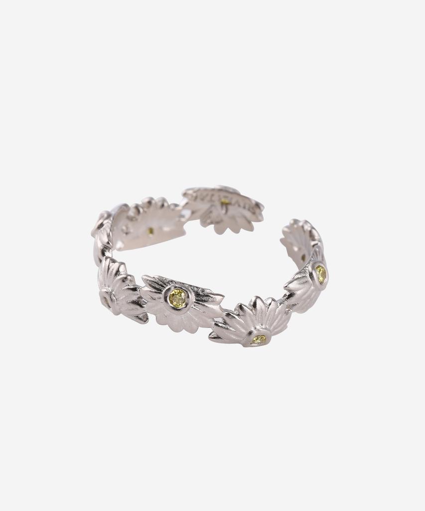 Silvertag Brf-26Ss4 Golden Citrine Daisy Half Ring