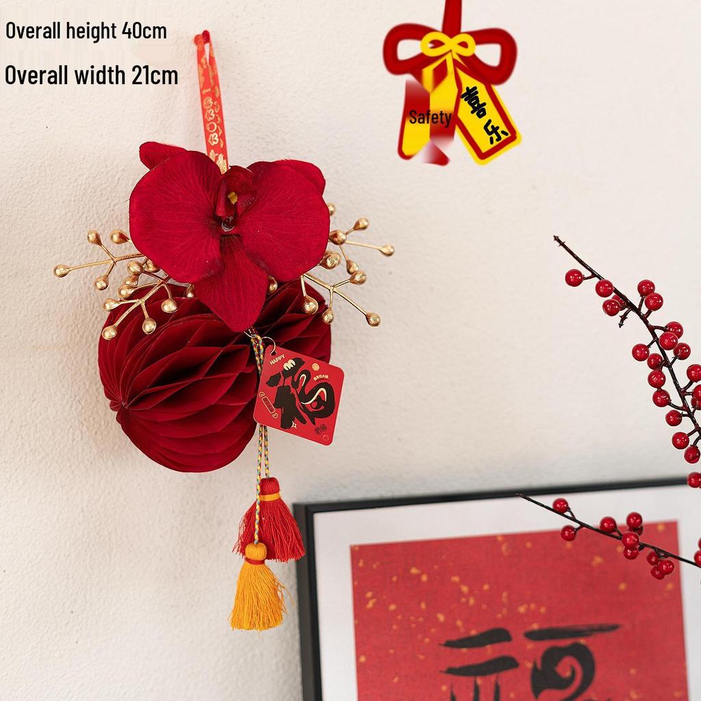 Chinese New Year Artificial Gourd Flower Wreath Decoration for Entrance and Living Room