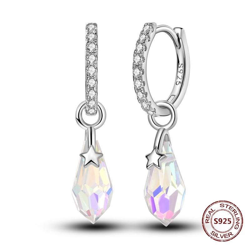 Purple Zircon Hoop Earrings 925 Silver U-shaped Liquid Metal Love Heart Fashion Earrings For Women Jewelry