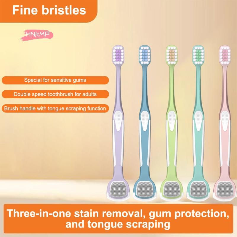 Double Head Toothbrush And Tongue Scraper Set Reusable Oral Cleaning Brush for Fresh Breath Oral Hygiene Care