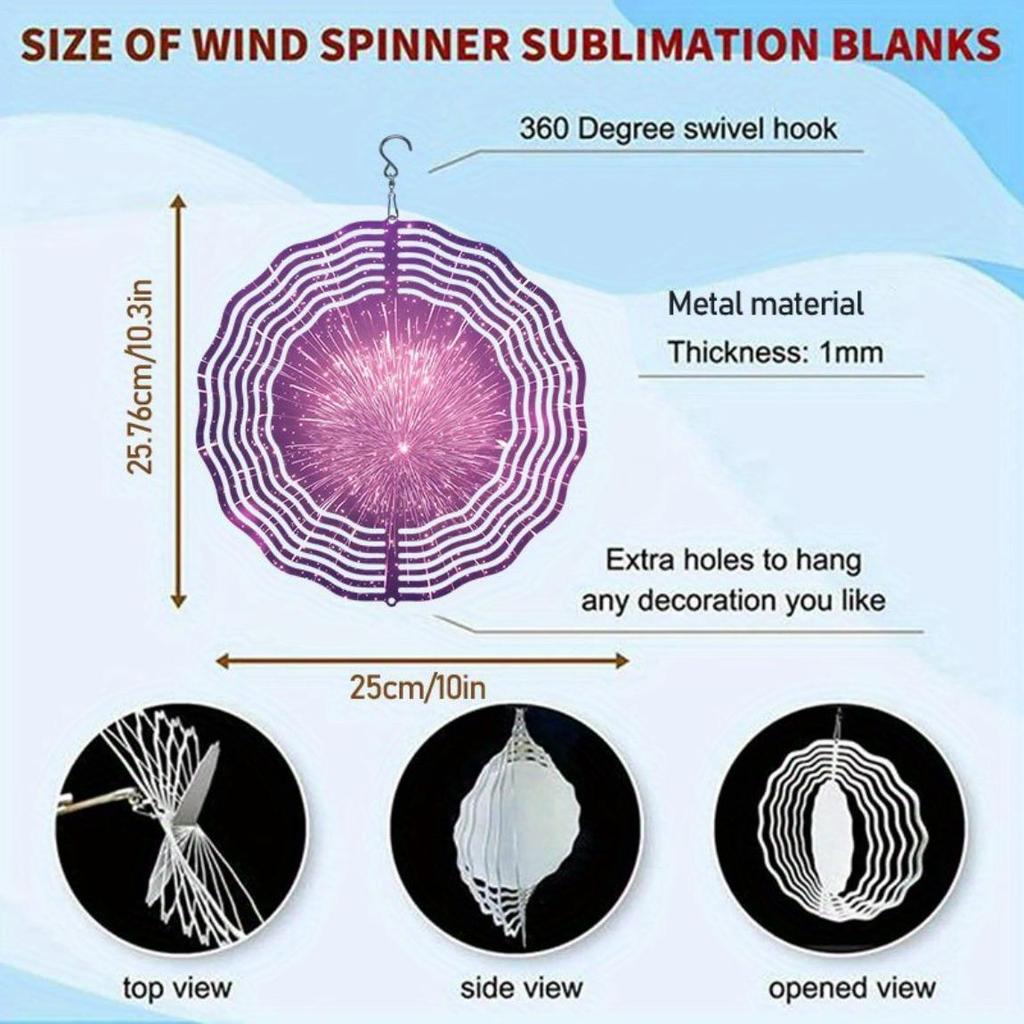 Metall Windspiel mit 360 Grad drehendem Feuerwerk-Design Lila Gartendekoration für Außenbereich Kein Strom Kinetische Gartenkunst Geschenk