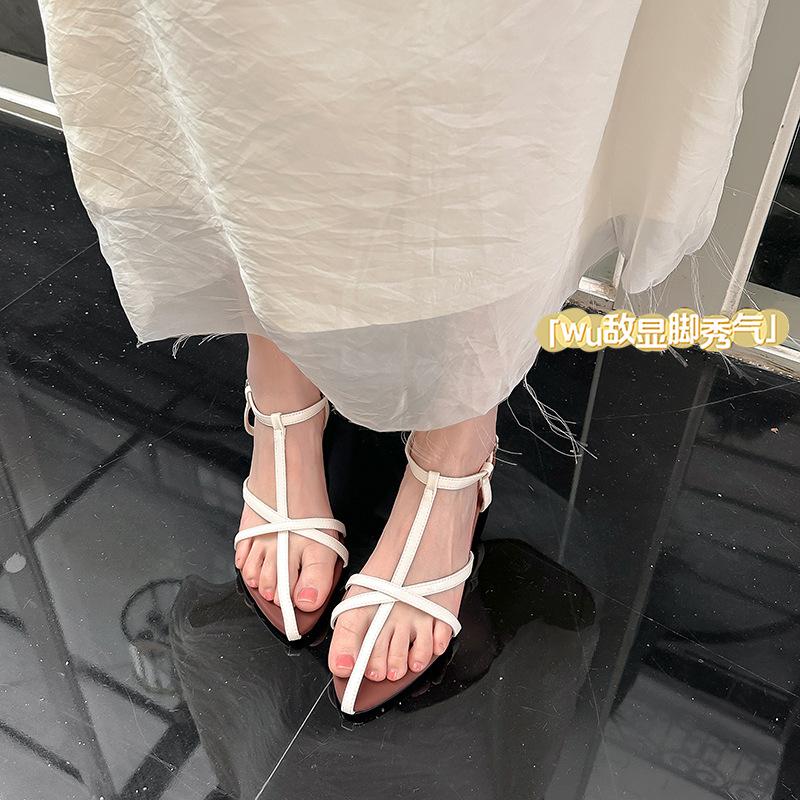 

Grape Mom Summer New Island Diary~ French Cross-Strap Elegant Pointed Open-toed Roman Sandals 40