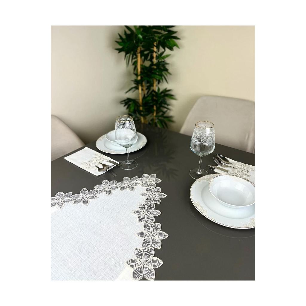 Perla Modell Creme Farbe Guipure Spitze Gardenia Stoff Set von 12 Besteck Servietten Reihe Stoff Geschirr