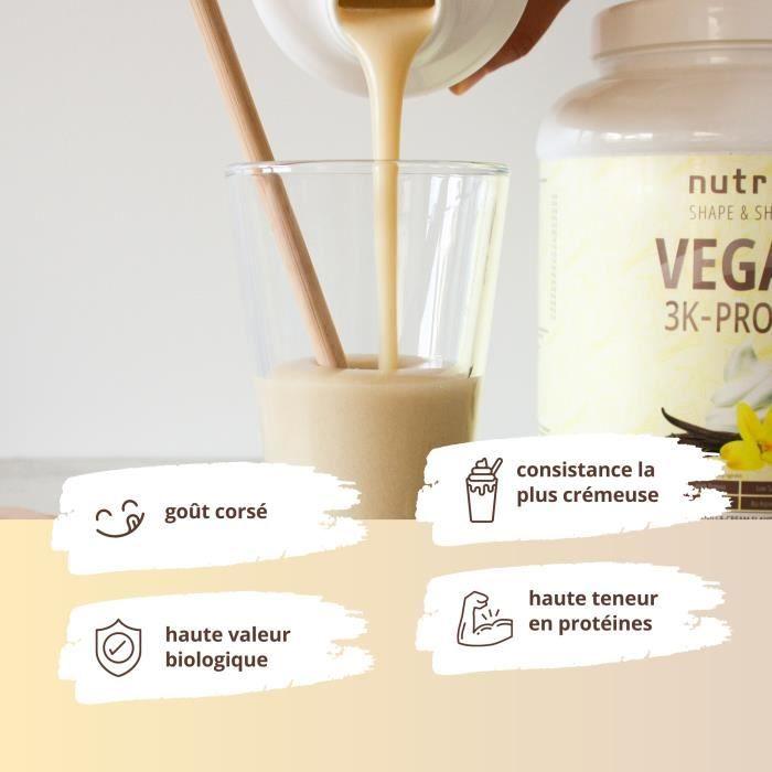 Nutri-plus shape &amp; shake 3k protein - poudre de protéines végétaliennes -vanille toffee - proteines - 1000g