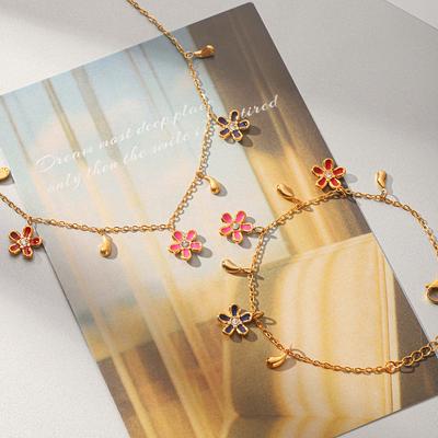 Blumen bunt Zirkon Armband Damenmode Vielseitig Dopamin Halskette Westlicher Stil Ins Schmuck