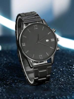 1 pièce - Montre analogique ronde à quartz simple et tendance pour homme, Cadeau pour lui, Montre élégante pour un usage quotidien