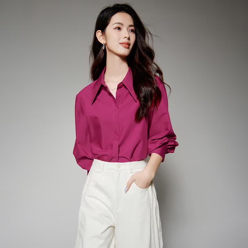 Women s Elegant Modal Lapel Shirt M