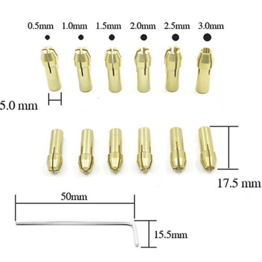 Power Tool-7Pcs High Quality Brass Mini Drill Chuck Collet Set 0.5 /1.0/ 1.5/ 2.5/ 3.0mm