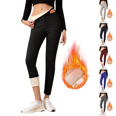 Ladies' Lamb Wool Thickened High Waisted Slimming Pencil Pants With Bottom And Warm Pants