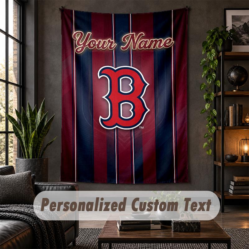 Personalized Wall Tapestry,Boston Red Sox Custom Text, Soft Fabric Wall Art For Indoor Decoration