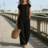 Women's Summer Casual 2 Piece Sets, Buttons Short Sleeve Top And Wide Leg Pants Matching Sets, Asymmetrical Hem Vacation Lounge Outfits