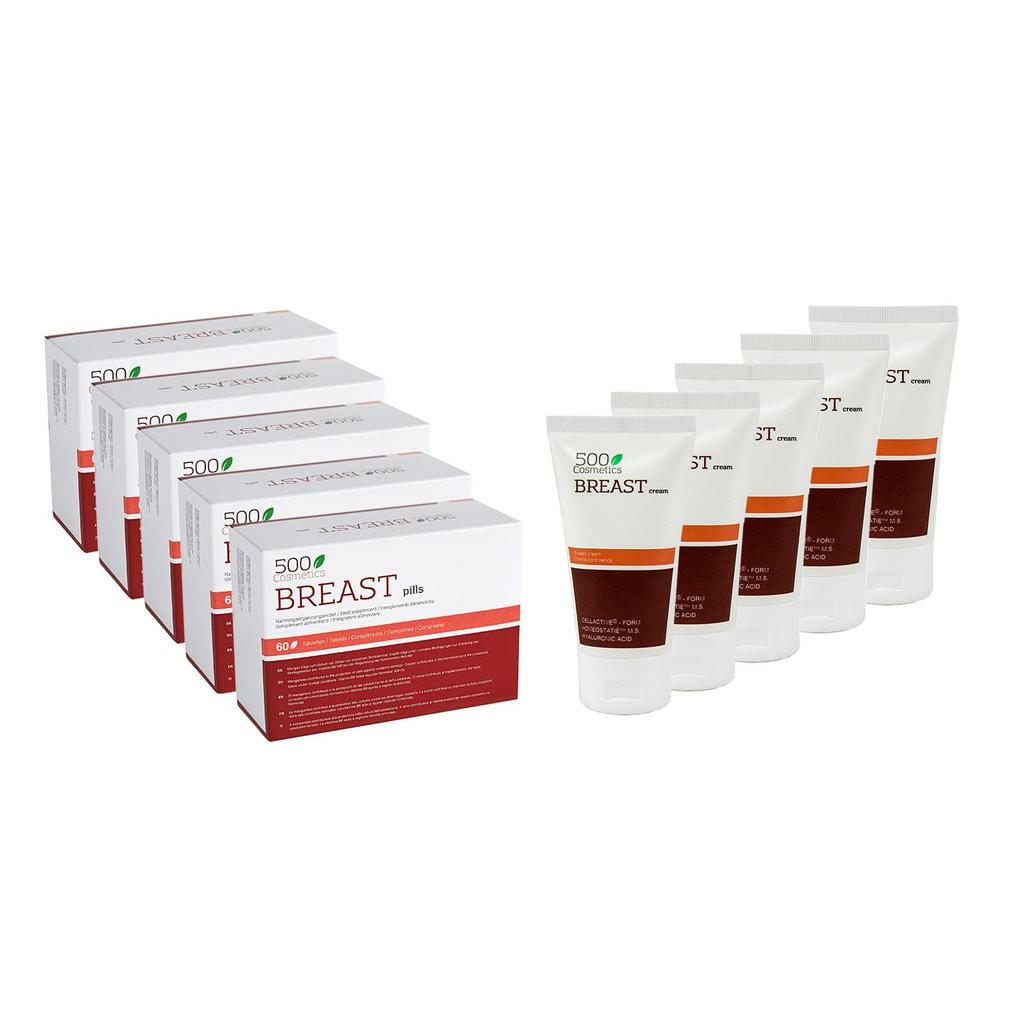 Packs 500Cosmetics Breast: Pills + Cream To Increase and Firm the Female Breast - 100% Natural Ingredients