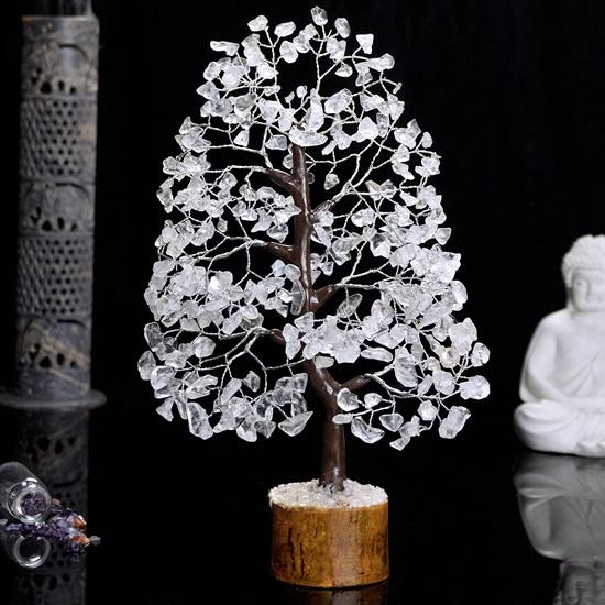 Clear Quartz Tree of Life Chakra Tree, Wire Bonsai Feng Shui Tree, Money Tree Home Decor, Spiritual Gift, Living Room Decor Accessories Silver Wire