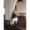 Hand-sewn Beaded Ruched Halter Tie High-stretch Tube Top