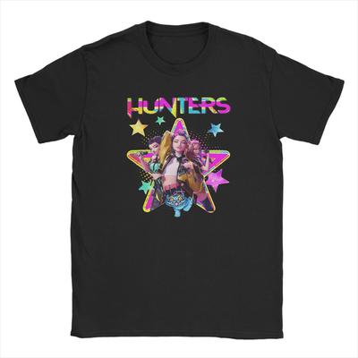 Huntrix Mädchen Kpop Dämonenjäger Baumwoll T-Shirt Für Männer Sommer Vintage T-Shirts O-Ausschnitt Hip Hop Tees Übergröße Druck Kleidung