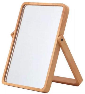 Dilib Tabletop Mirror, Makeup Mirror, Natural Wood, Wall-Mountable, Adjustable Angle, Wood Stand Mirror, Wall-Mounted Mirror (27x20cm, Wood Grain)