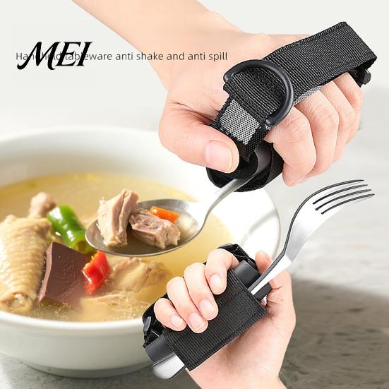Fastener Tape Utensils Cuff Universal for Holding Utensils, Hand Mobility Assistance Cutlery Strap, Adjustable Grip Strap Spoon Fork Holder