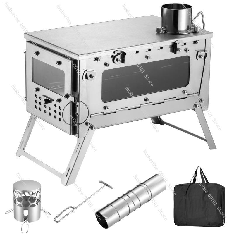 Outdoor Camping Wood-Burning Stove, Foldable Tent Stove, Multi-Functional Portable Heating Stove for Outdoor and Camping Use