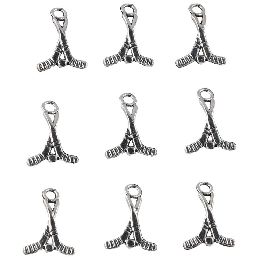 100pcs Bracelet Alloy Ball Ice Hockey Silver Sports Hockey Stick Jewelry Making