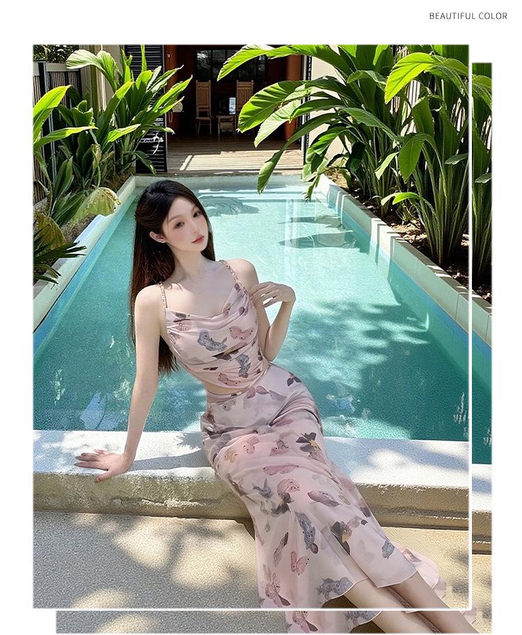 Women's 2025 Push-Up Bikini Set: Three-Piece Swimsuit with Long Skirt, Underwire Support, Beach & Resort Wear.