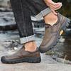Hand Stitched Male Hiking Footwear Leisure Outdoor Walking Shoes New Antiskid Travel Trainers Genuine Leather Mens Slip On Shoes