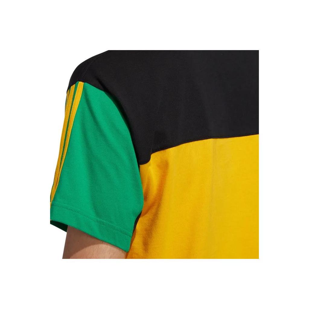 Adidas Originals Color Block Striped Crew Neck Short Sleeve T-Shirt, Unisex Casual Daily Tops Vibrant Gold GD2084