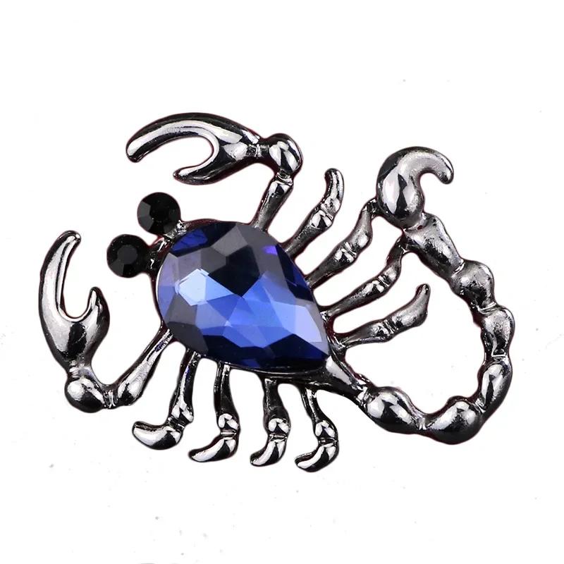 Mode Nieuwe Koreaanse Kristal Schorpioen Insect Metaal Broche Speld voor Mannen Badge Revers Shirt Pak Kraag Spelden Sieraden Accessoires
