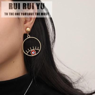 RUI RUI YU Persönliche Bunte Bid Eyes Ohrringe Übertreiben Metall Runde Ohrringe 1 Paar