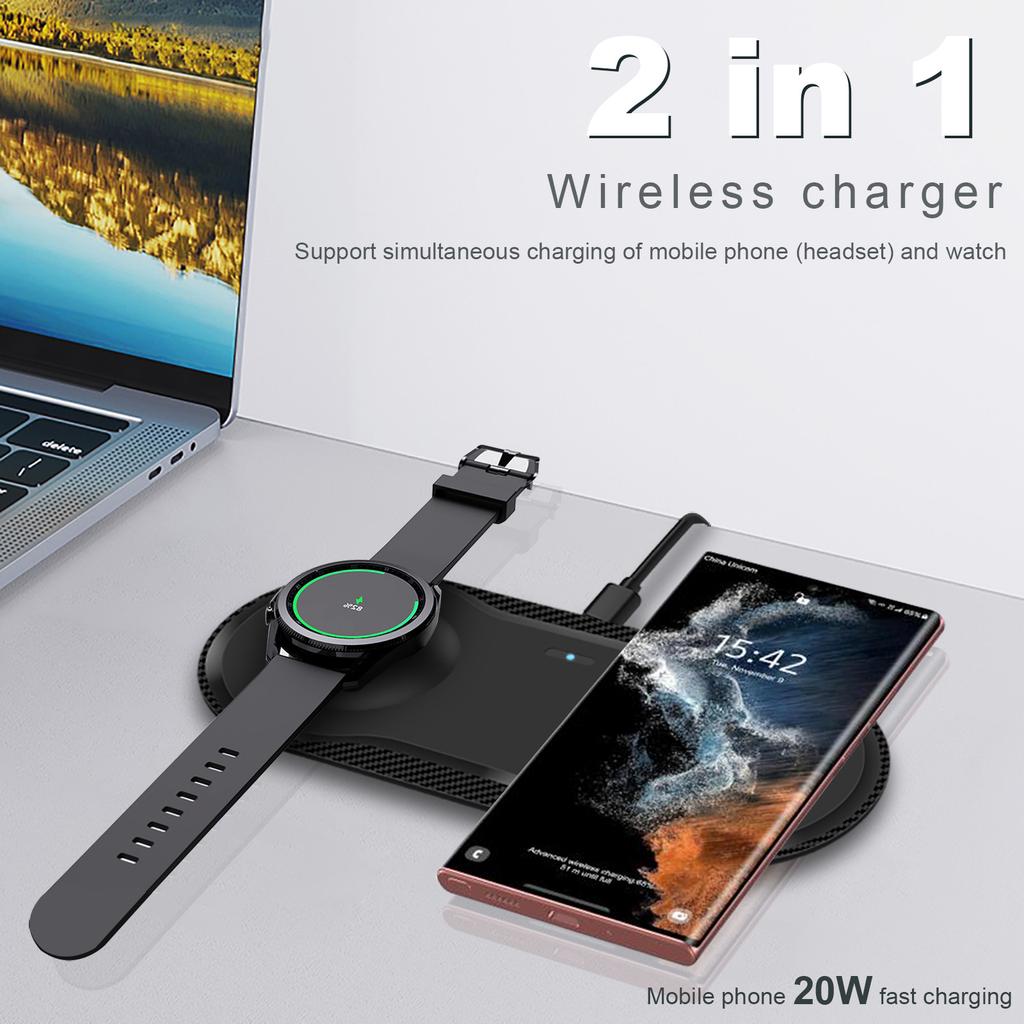 25W 2 In 1 Wireless Charger Dual Fast Charging Pad for Samsung S22 S21 Fold Flip Galaxy Watch 5 4 Classic 3 Active 2 Buds Pro