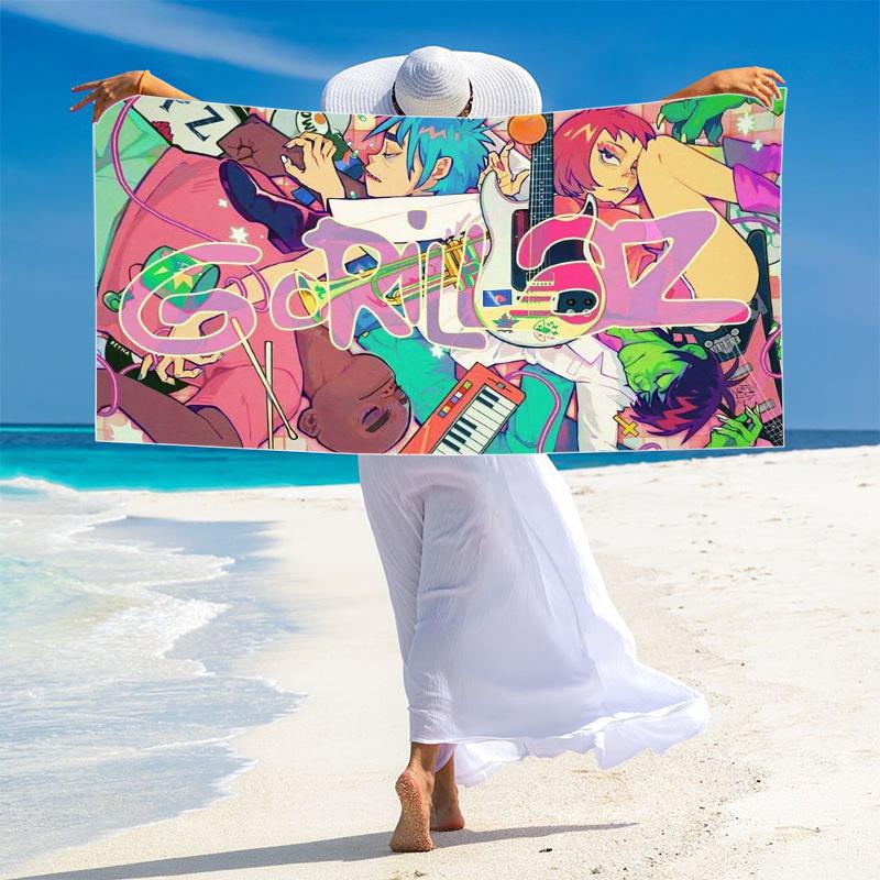 Gorillaz Print Beach Towel, Large Soft Quick Dry Towel for Beach Camping Swimming