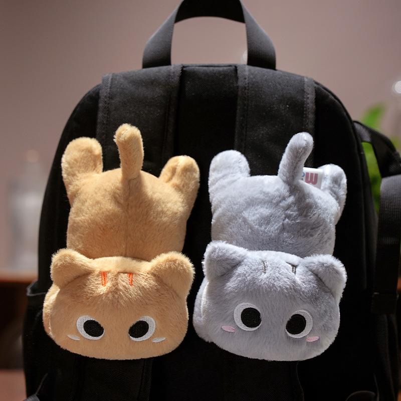 Kawaii Cat Sticky Plush Toy Simulation Cartoon Animals Doll Super Soft Plushie Kitten Sticky Toy Backpack Decor Christmas Gift
