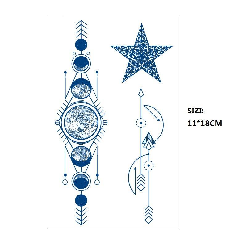 Emmy Naklejka Tatuaż Ziołowy Stopniowa Zmiana Geometryczny Gwieździste Niebo Łańcuch z Gwiazd Trwały Nieodblaskowy Naklejka Transferowa Wodna