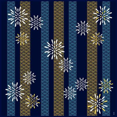 Hamamonyo Large Cloth Seigaiha Fireworks (Furoshiki 90cm)