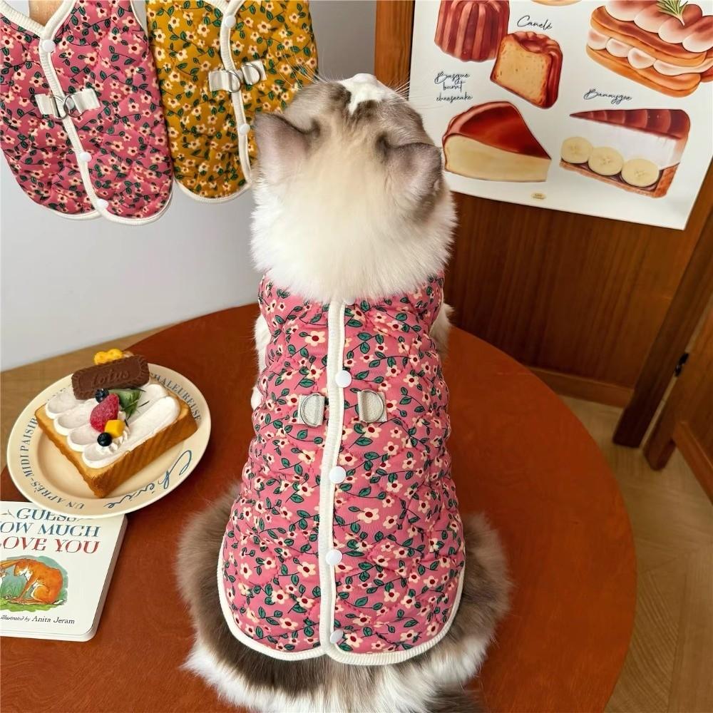 Warm Cozy Dog Vest Floral Kitten Apparel New Cat Clothes Autumn Winter