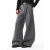 Premium American pleated pendant wide-leg pants trendy brand casual scimitar pants men's and women's commuting loose black pants