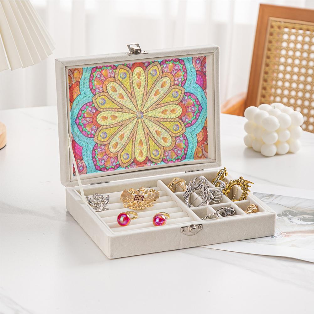 Special Shape Abstract Color Block Diamond Painting Jewelry Storage Box PU Leather Jewelry Case for Necklaces Earrings Rings