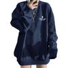 MEME XTRA Oversized Pullover Plus Lightweight and Long Crew Logo Loose Korean Long Sleeve Women's Hoodie, Sizes, Thick, Fleece-Lined, Sleeves, Neck,