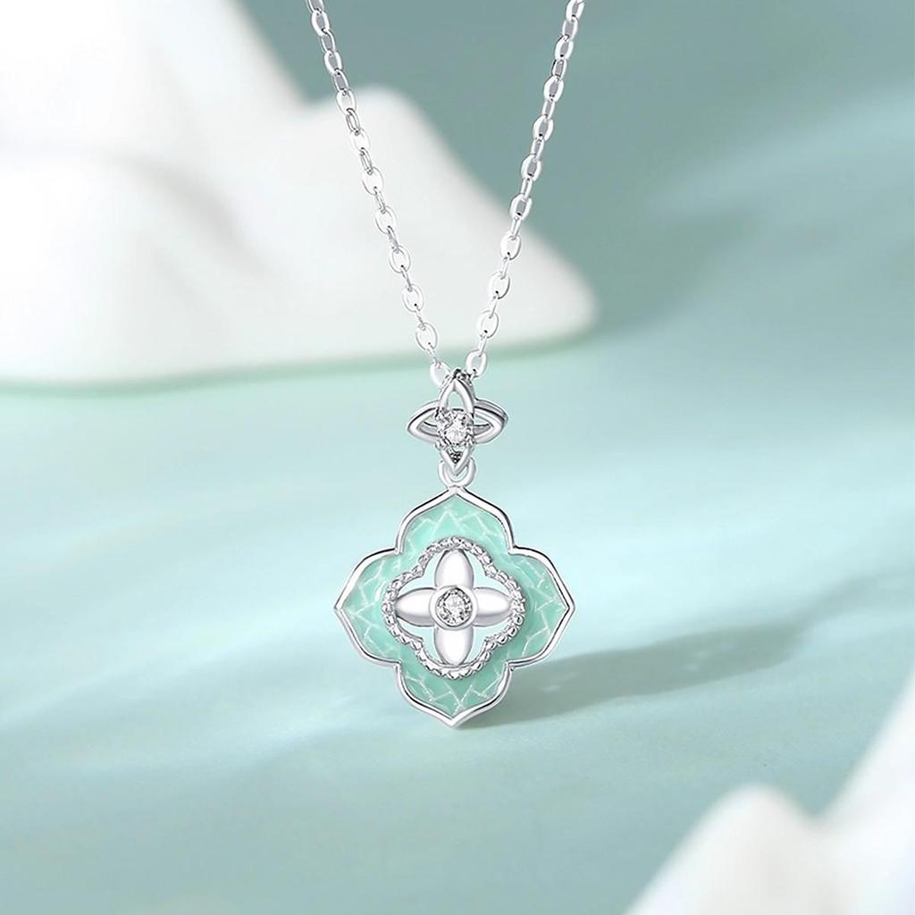 New "Porcelain" Enamel Imitation Ceramic Necklace - Retro Chinese Style Valentine's Day Gift for Women