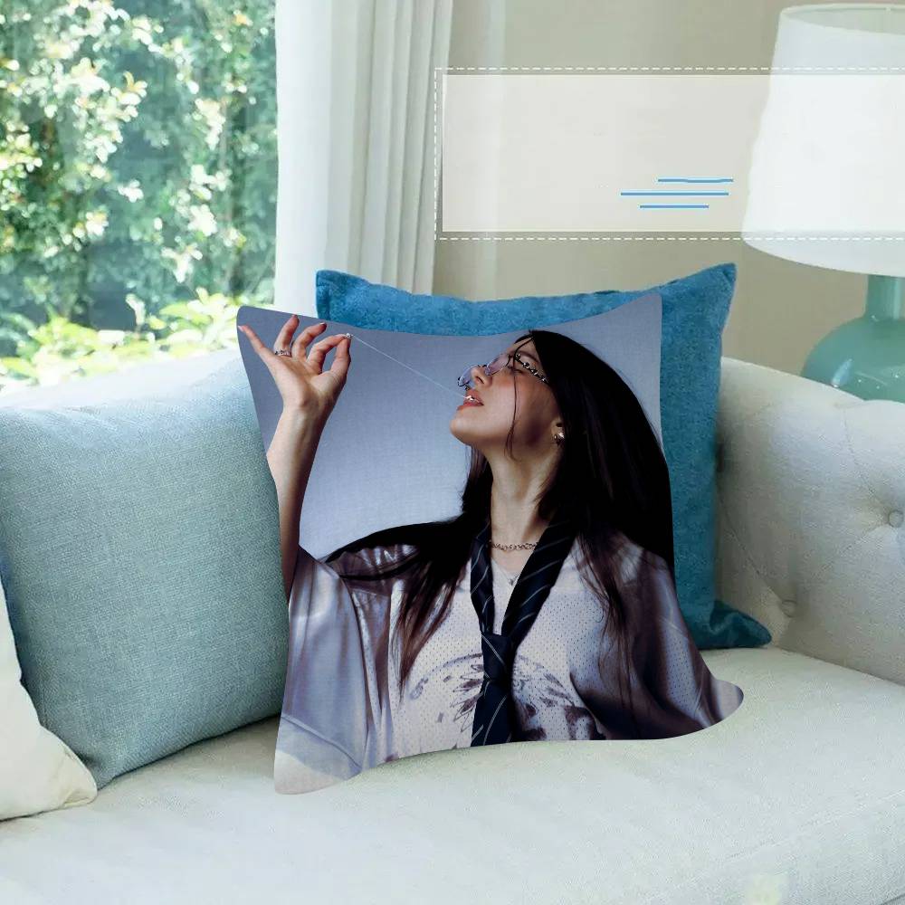 Singer Billie Eilish album Pillowcase toon Gift Cushion Cover Bedroom Home Sofa Chair Seat Decor pillow case