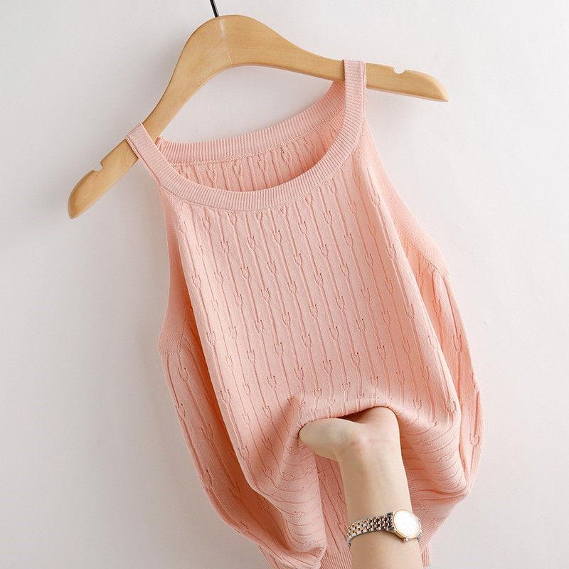 

Летний тонкий трикотажный жилет-камисоль с висячим вырезом для женщин, новый наряд без рукавов, шикарная верхняя одежда и внутренний топ XL