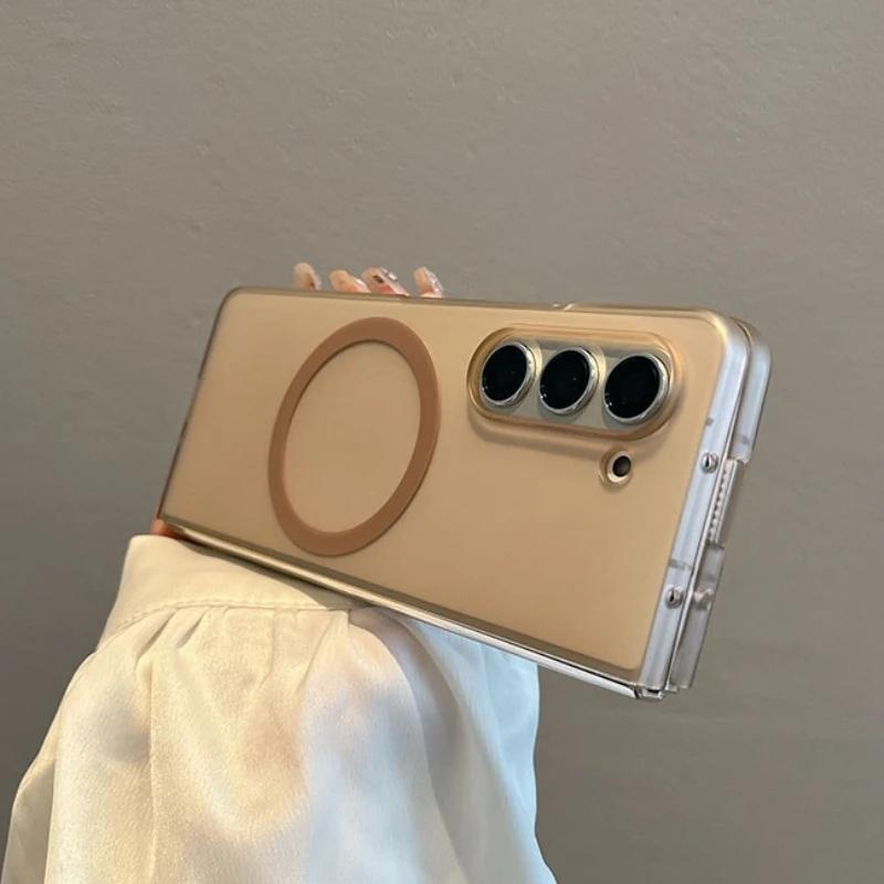 Ultradun mat Voor Magsafe Magnetische Hoes Voor Samsung Galaxy Z Fold 7 Z Fold 6 Z Fold 5 4 3 Slanke Mat Transparante Harde PC Cover For Z Fold 3 beige