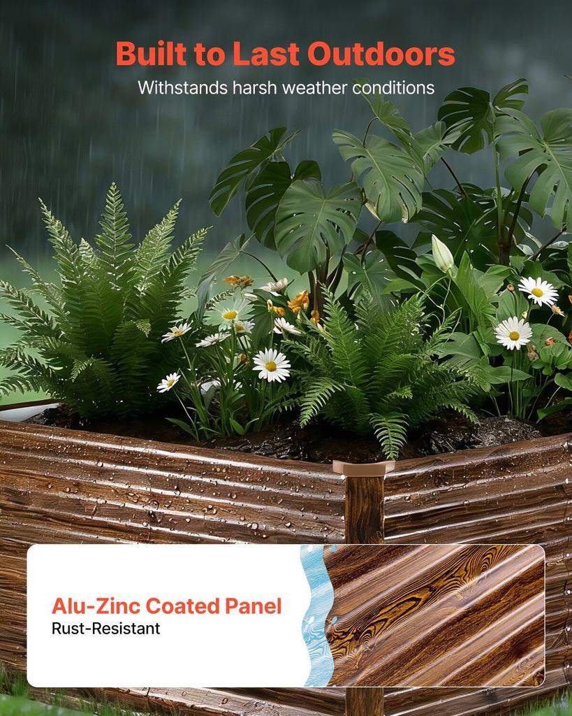 Galvanized Raised Garden Bed, 240 X 120 X 62 Cm, Rectangular Metal Planter Box Outdoor, Bottomless Elevated Planting Box with Gloves, Alu-Zinc, for