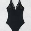 New solid color mesh halter sexy bikini one-piece swimsuit swimsuit