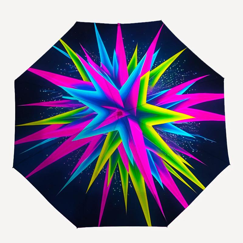 

1pc Neon Starburst Automatic Umbrella - 8-Rib Durable Frame, Portable Fashion Accessory & Holiday Gift yy251117198