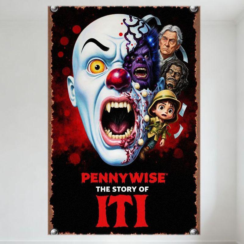 Pennywise Příběh IT Vintage plechová cedule Hororový film Nástěnná dekorace pro pánský pokoj Bar Kavárna Domácí dekorace