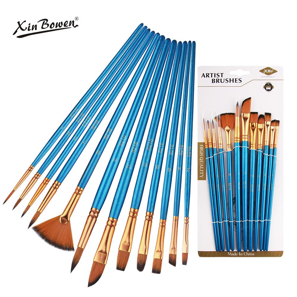 10-Piece Nylon Oil & Acrylic Paint Brush Set for Students