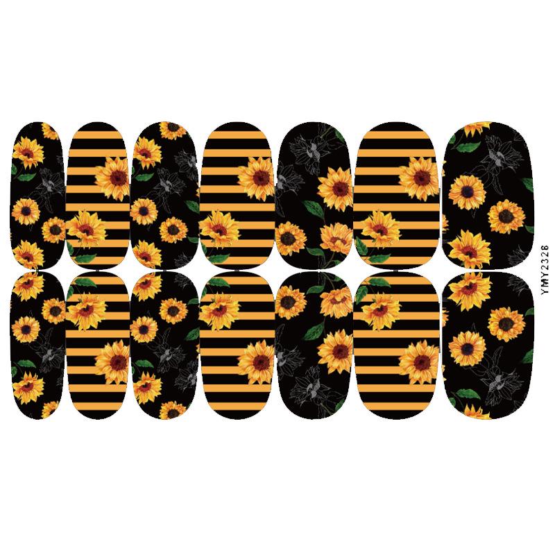 Sunflower Waterproof Nail Art Stickers - Full Cover, Trendy European & American Style (YMY2318-2329)