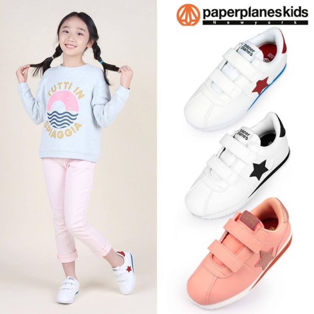

[paper Plane Kids] Kids Sneakers Boys Girls Velcro Shoes Elementary School Shoes Pink/230