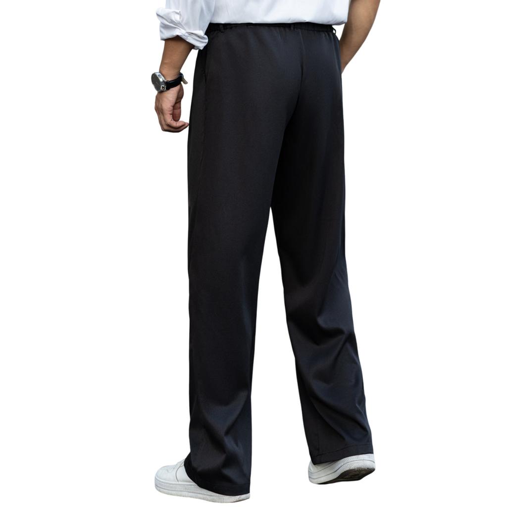 Men's Wrinkled Drapey Loose Fit  Pants, Versatile Straight Leg Casual Trousers
